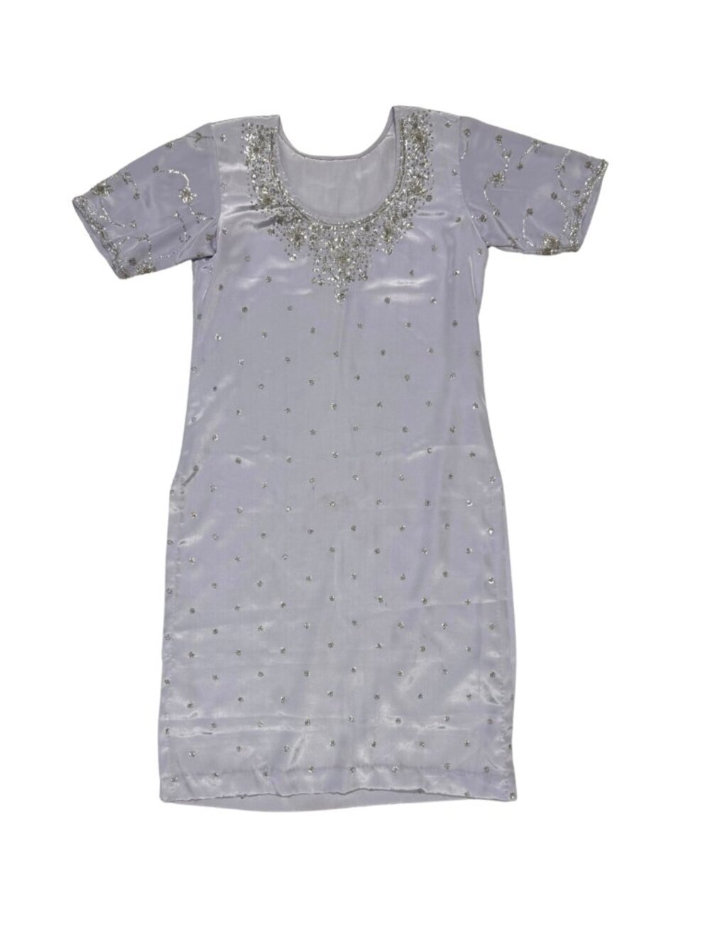 Lavender Light Purple and Silver Beaded Embroidered Shalwar Kameez Set Size Smal - Picture 2 of 7